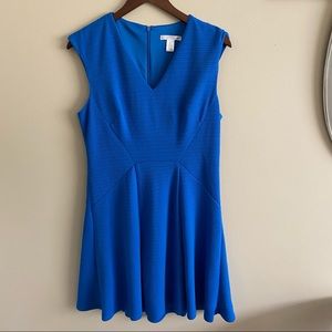London Times Blue Fit & Flare Sleeveless Dress Size 12
